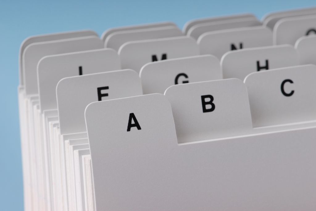 demarco – stock.adobe.com Close up of a Business card index.